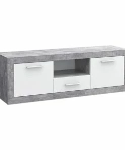 Lowboard - Beton-Optik-weiß - 148x50 Cm