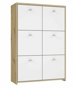 Kommode - Artisan Eiche-weiß - 77 Cm Breit - 6 Türen