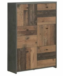 Kommode - Betonoptik-Old Wood Vintage - 77 Cm Breit - 6 Türen