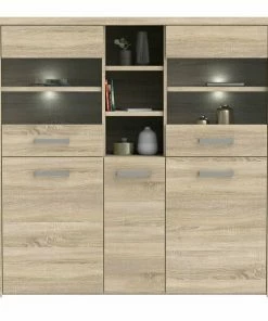 Highboardvitrine - Sonoma Eiche - 146 Cm