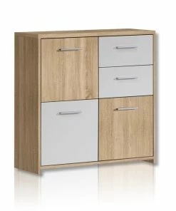 Kommode - Sonoma Eiche-weiß - 77 Cm Breit