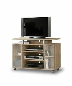 TV-Rack - Sonoma Eiche - 2 Glastüren - 100 Cm