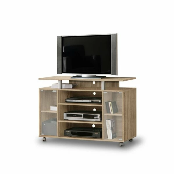 TV-Rack - Sonoma Eiche - 2 Glastüren - 100 Cm 1 TV-Rack - Sonoma Eiche - 2 Glastüren - 100 Cm