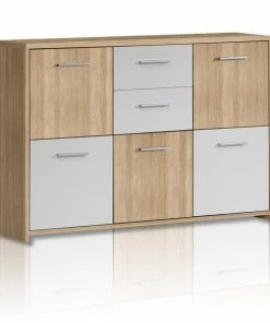 Kommode - Sonoma Eiche-weiß - 114 Cm Breit