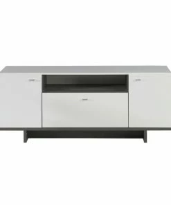 Lowboard - Weiß Hochglanz-Betonoptik - 2 Türen - 139 Cm Breit