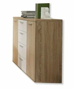 Sideboard - Sonoma Eiche - Weiß - 130 Cm