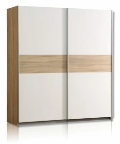 Schwebetürenschrank - Sonoma Eiche-weiß - 170 Cm