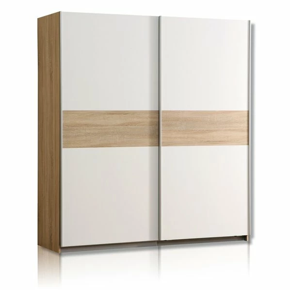 Schwebetürenschrank - Sonoma Eiche-weiß - 170 Cm 1 Schwebetürenschrank - Sonoma Eiche-weiß - 170 Cm