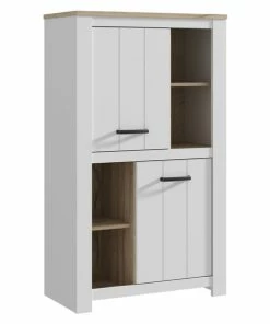 Highboard - Weiß-bianco Eiche - 87 Cm Breit
