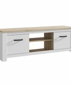 TV-Lowboard - Weiß-bianco Eiche - 161 Cm