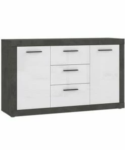 Sideboard - Betonoptik - Weiß - 143 Cm Breit