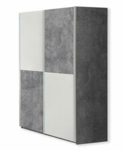 Schwebetürenschrank - Betonoptik - 120 Cm