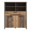 Highboard - Old Wood Vintage - Grau-Betonoptik - 107 Cm Breit