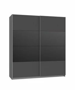 Schwebetürenschrank - Graphit-schwarz Hochglanz - 170 Cm Breit