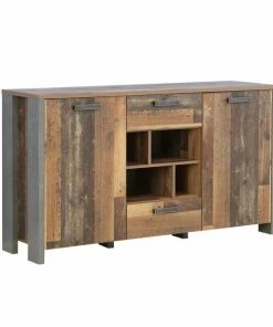 Sideboard - Old Wood Vintage-Betonoptik - 156 Cm Breit