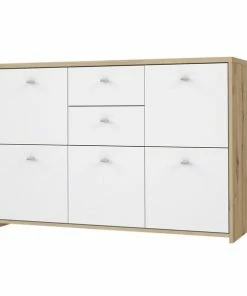 Kommode - Artisan Eiche-weiß - 5 Türen - 114 Cm Breit