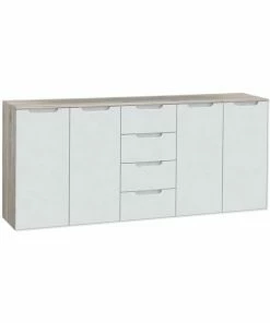 Sideboard - Weiß Hochglanz - Sandeiche - 179 Cm Breit