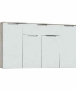 Sideboard - Weiß Hochglanz - Sandeiche - 139 Cm Breit