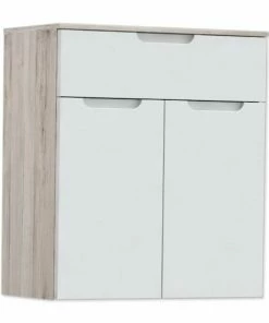 Kommode - Weiß Hochglanz - Sandeiche - 70 Cm Breit