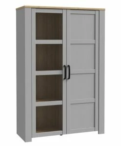 Highboardvitrine - Eiche Grau - Riviera Eiche - 106 Cm Breit