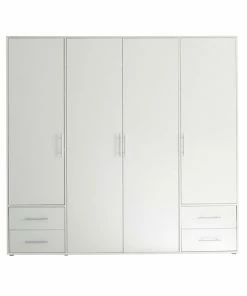 Drehtürenschrank - Weiß - 4 Türen - 206 Cm Breit