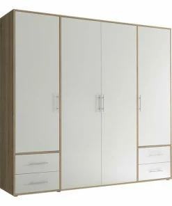 Drehtürenschrank - Sonoma Eiche - Weiß - 206 Cm Breit