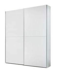 Schwebetürenschrank - Weiß - 2 Kleiderstangen - 170 Cm