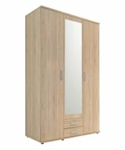 Drehtürenschrank - Sonoma Eiche - Spiegel - 195 Cm