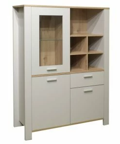 Highboard - Kreidegrau - Asteiche - 152 Cm Hoch