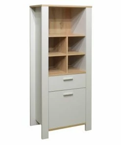 Highboard - Kreidegrau - Asteiche - 63 Cm