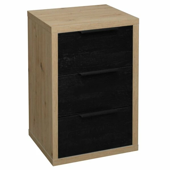 Kommode - Artisan Eiche - Flamed Wood Black - 3 Schubkästen 1 Kommode - Artisan Eiche - Flamed Wood Black - 3 Schubkästen