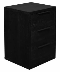 Kommode - Flamed Wood Black - 3 Schubkästen