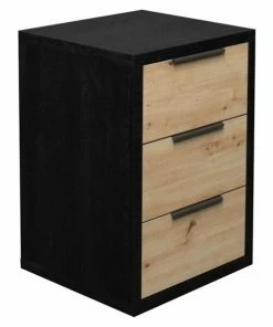 Kommode - Flamed Wood Black - Artisan Eiche - 3 Schubkästen