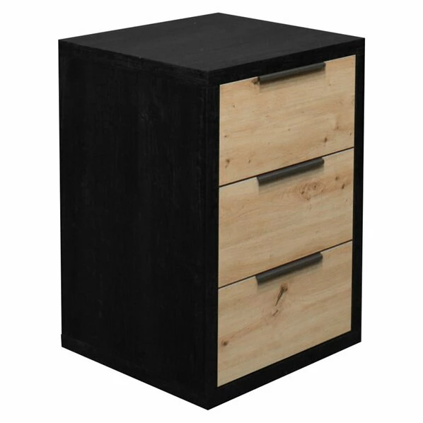 Kommode - Flamed Wood Black - Artisan Eiche - 3 Schubkästen 1 Kommode - Flamed Wood Black - Artisan Eiche - 3 Schubkästen