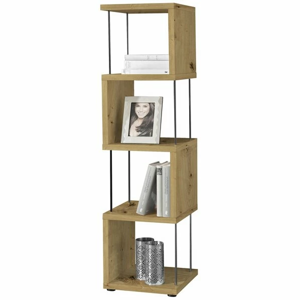 Standregal - Artisan Eiche - Schwarz - 126 Cm Hoch 1 Standregal - Artisan Eiche - Schwarz - 126 Cm Hoch