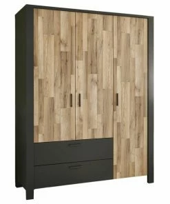 Drehtürenschrank - Graphit-Montana Oak - 167 Cm Breit