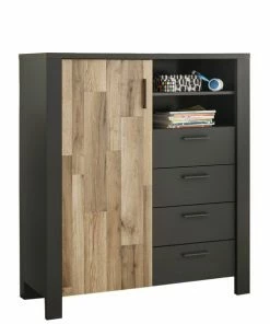 Highboard - Graphit-Montana Oak - 117 Cm Breit