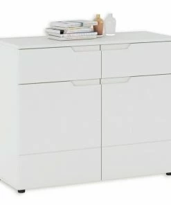 Kommode HILTON - Weiß - 2 Schubkästen - 100 Cm Breit