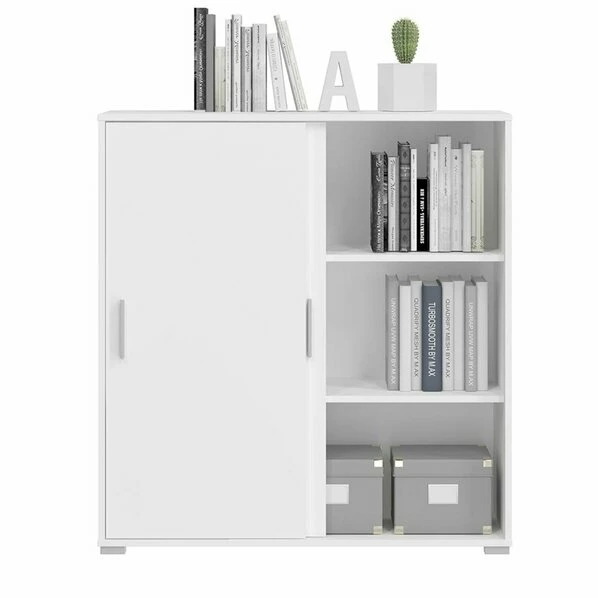 Kommode MOVER - Weiß - 2 Schiebetüren - 100x107 Cm 1 Kommode MOVER - Weiß - 2 Schiebetüren - 100x107 Cm