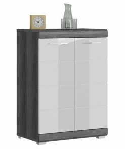 Kommode SCOUT - Rauchsilber - Weiß Hochglanz - 60 Cm