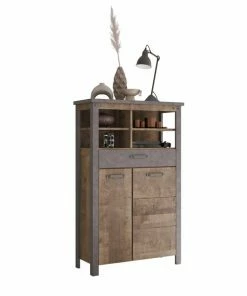 Highboard OLIVER - Tabak Eiche-Matera - 149 Cm Hoch