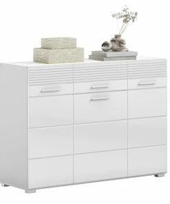 Kommode LINUS - Weiß Hochglanz-weiß - Schubkasten - 115 Cm