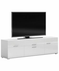 Lowboard LINUS - Weiß Hochglanz-weiß - 2 Türen - 185 Cm