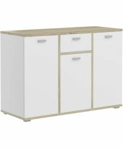 Sideboard COSMO - Weiß-Sonoma Eiche - 3 Türen - 120 Cm