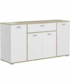 Sideboard COSMO - Weiß-Sonoma Eiche - 4 Türen - 159 Cm