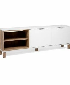 Lowboard MENORCA - Weiß-Old Style Hell - 2 Gerätefächer - 150 Cm