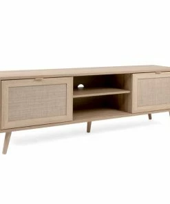 Lowboard BALI - Sonoma Eiche-Rafia Geflecht - 150 Cm Breit