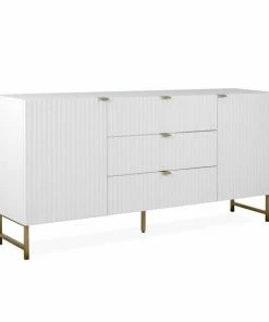 Sideboard EDINBURGH - Weiß Matt - Goldfarben - 179 Cm