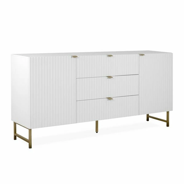 Sideboard EDINBURGH - Weiß Matt - Goldfarben - 179 Cm 1 Sideboard EDINBURGH - Weiß Matt - Goldfarben - 179 Cm