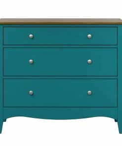 Kommode LISSABON - Blau-braun - Teilmassiv - 100 Cm